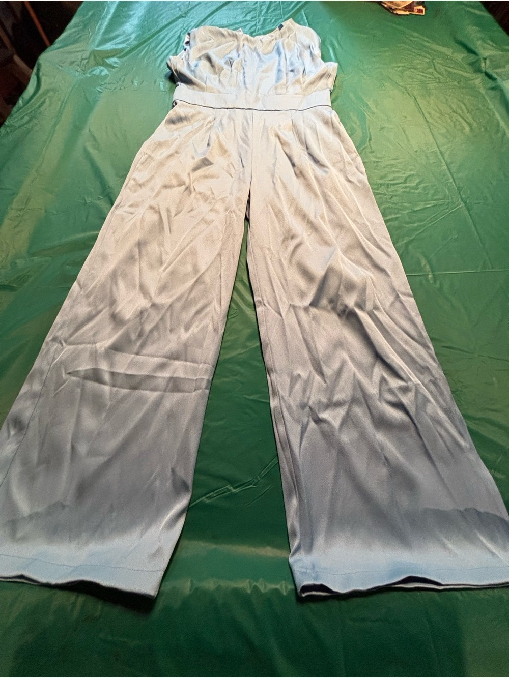 Women's Light Blue Wide-Leg Jumpsuit